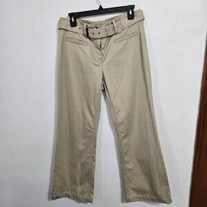 Y2K Style Tommy Hilfiger Mid-Rise Khaki Belted Cotton Pants. Size 8.